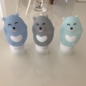 My Tagalongs Silicone Refillable Travel Bottles Set of 3 Colorful Teddy Bear NWT